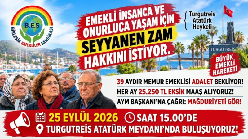 Bodrumlu Emekliler Turgutreis Meydanı'nda Haklarını İstiyor